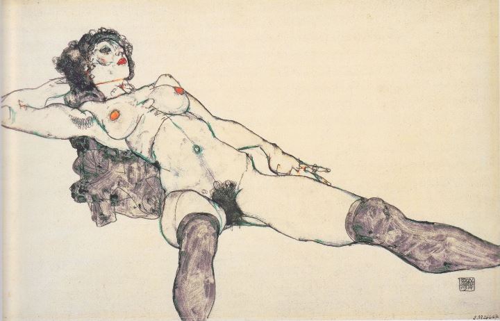 Nu feminino de Egon Schiele, de  1914, conservado no Albertina de Viena. Divulgação