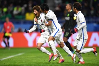 O meia japonÃªs Shoma Doi comemora o gol que marcou na semifinal do Mundial de Clubes entre Kashima Antlers e AtlÃ©tico Nacional (Foto: Getty Images)