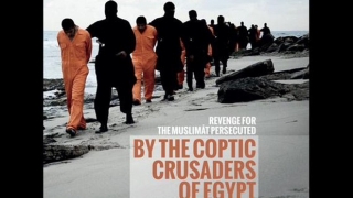 Imagem de revista ligada ao Estado IslÃ¢mico supostamente mostra alguns dos refÃ©ns cristÃ£os egÃ­pcios sequestrados na LÃ­bia (Foto: ReproduÃ§Ã£o/Twitter/VictorSalama)