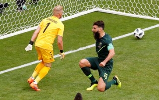 AustrÃ¡lia e Dinamarca jogam partida em Samara durante a Copa da RÃºssia 2018  (Foto: David Gray/Reuters