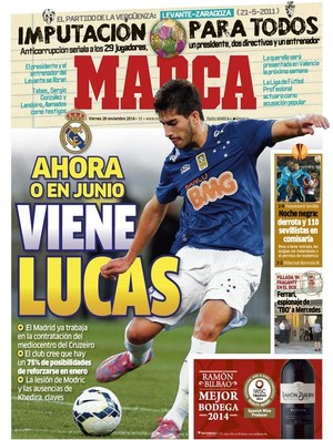 Capa do Marca - Real Madrid interessado em Lucas do Cruzeiro (Foto: DivulgaÃ§Ã£o)